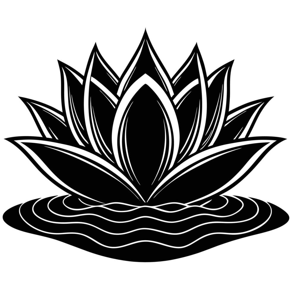 Lotus flower silhouette stencil vector