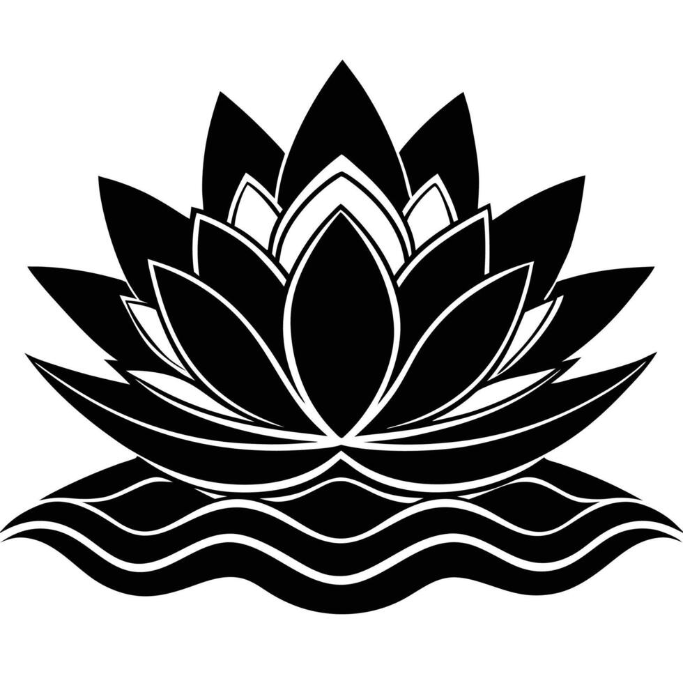 Lotus flower silhouette art vector