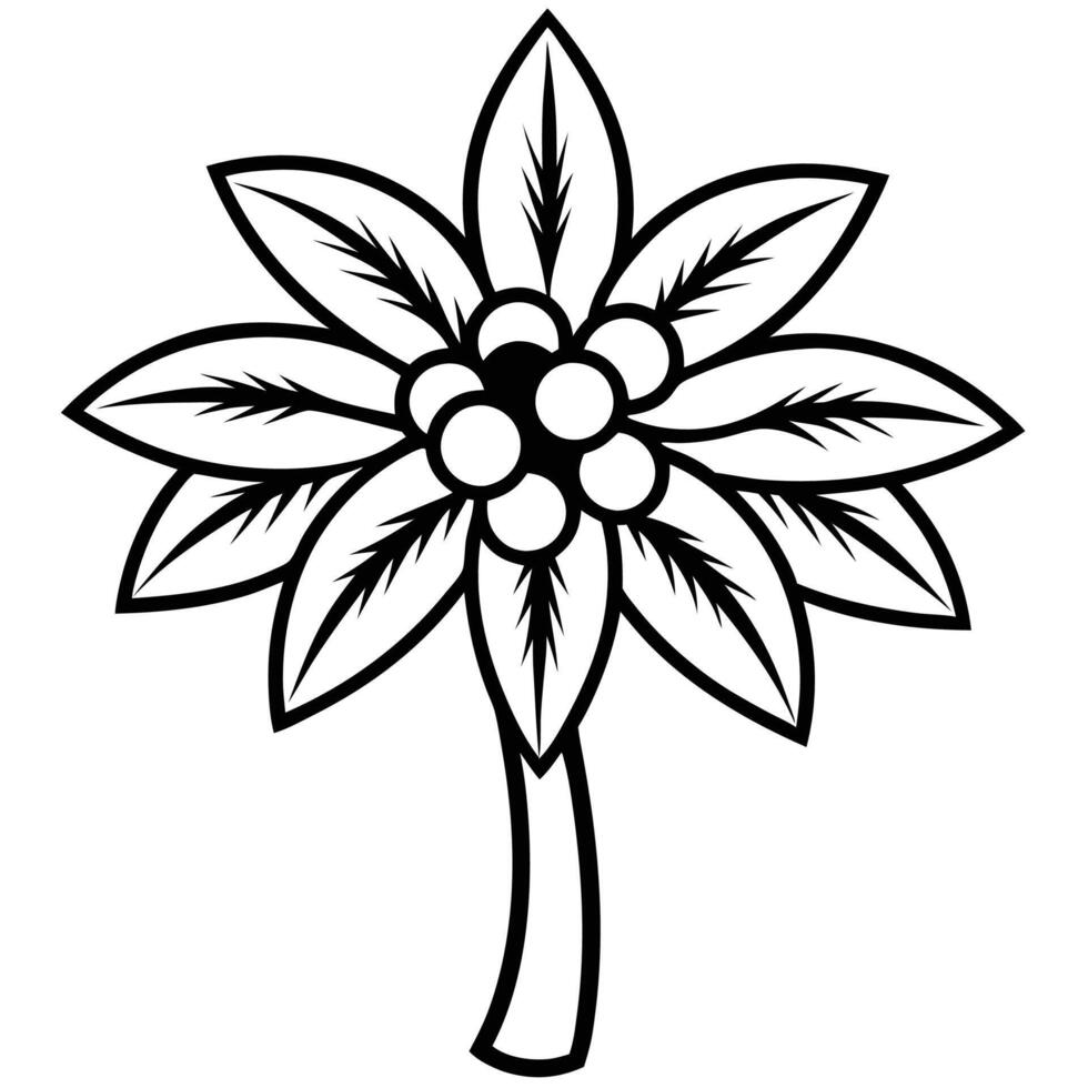 Coconut tree flower silhouette design vector