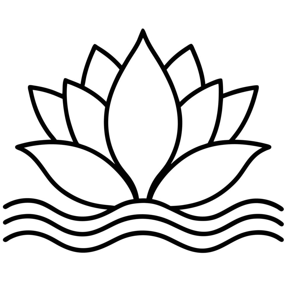 Lotus flower silhouette drawing vector