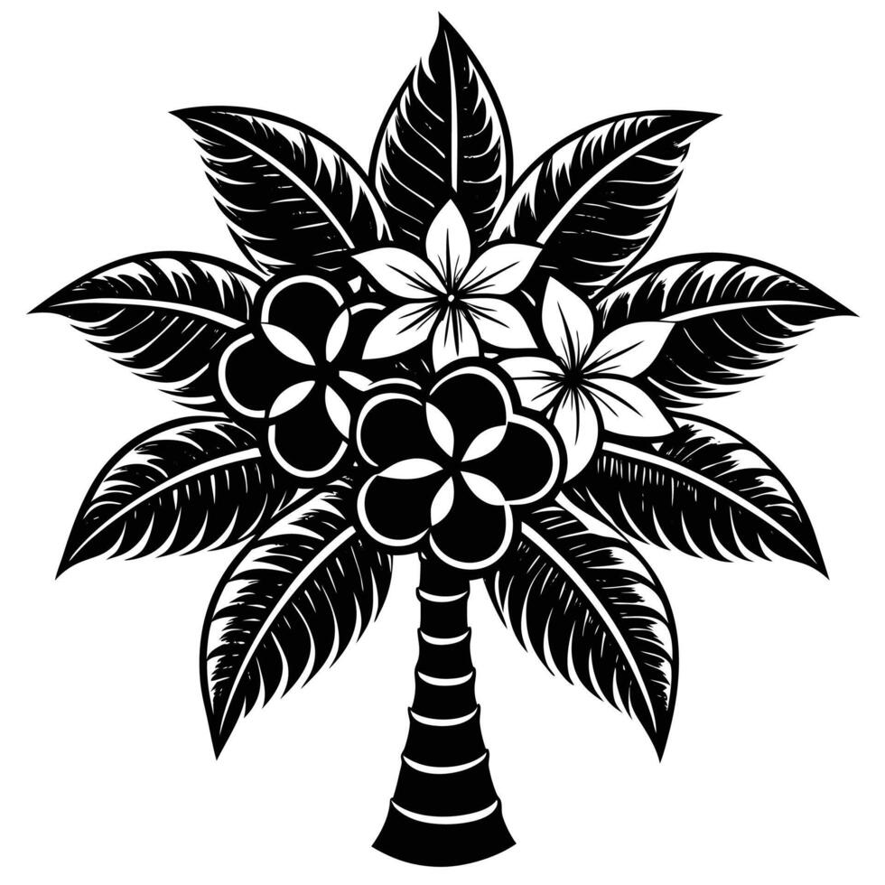 Coconut tree flower silhouette logo vector