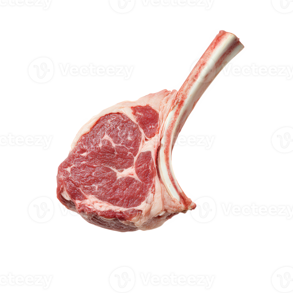 Fresh and marbled raw lamb leg with large bone, ideal for grilling or roasting, showcasing rich color and texture, perfect for culinary enthusiasts png