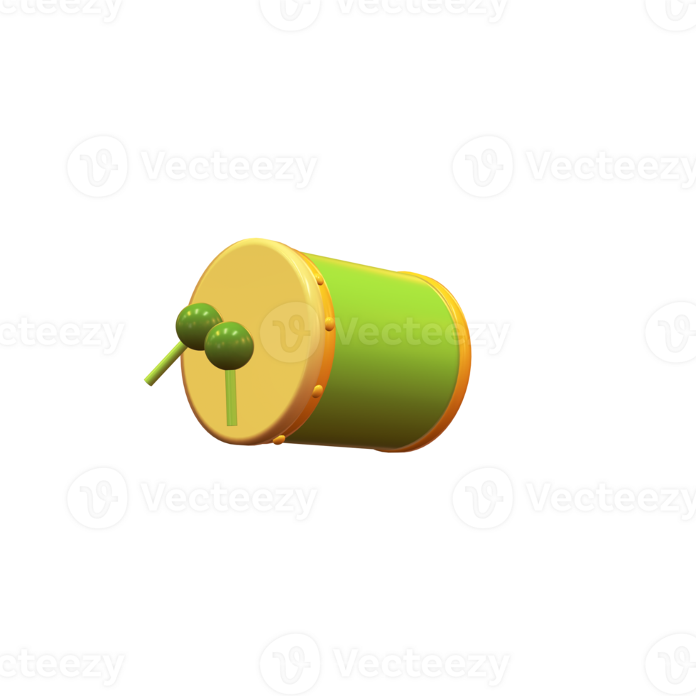 a green and yellow drum on a transparent background png