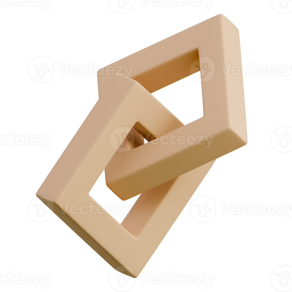 Double Quadrilateral 3D Wooden Line Shape Icon png