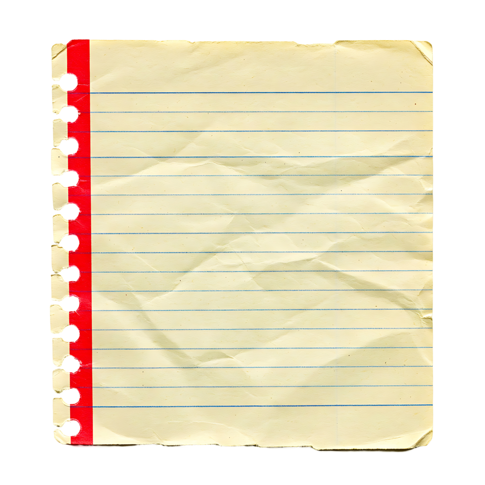 Crumpled Lined Paper Sheet png