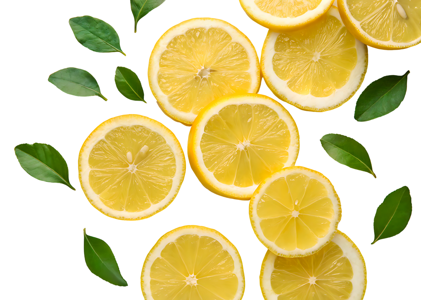 Lemon Slices and Leaves Cutout png