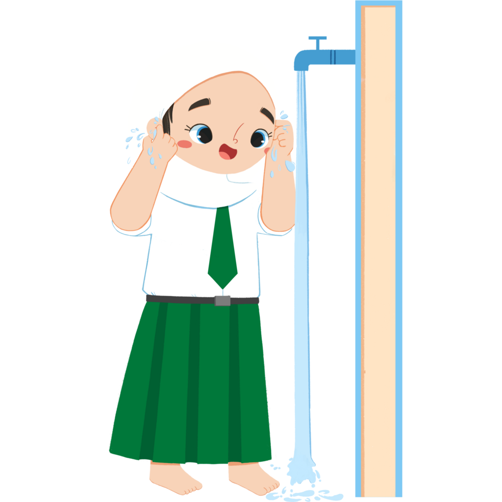 Cute islamic elementary schoolgirl is cleaning the ears png