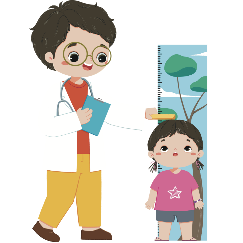 kid in pediatrician measuring child's height png