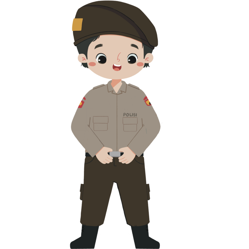 kid in police in manly pose png