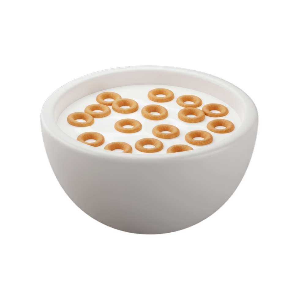 A Delicious Bowl of Cereal Rings in Creamy Milk. A Perfect Start to Your Day png