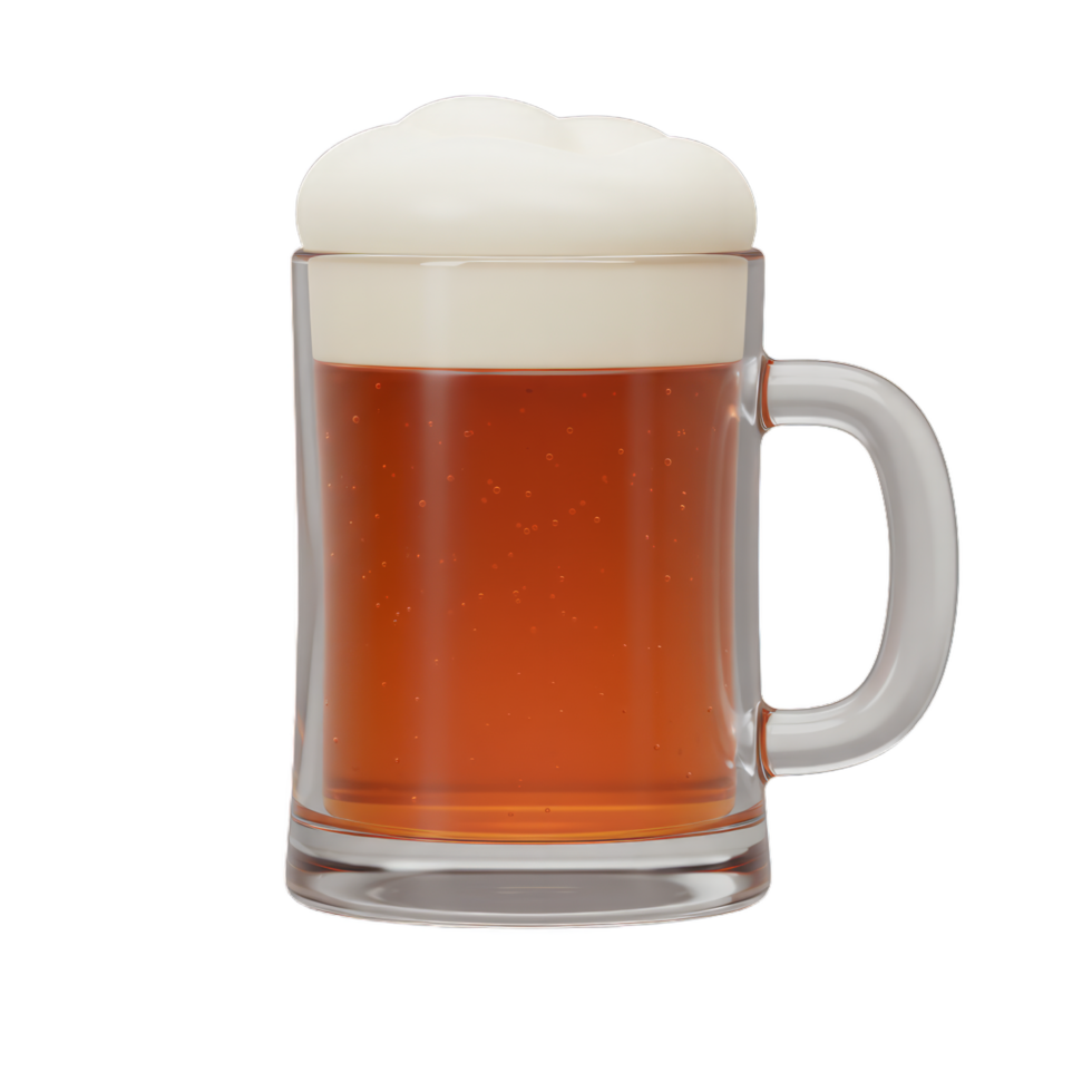Refreshing Glass of Amber Beer with Creamy Head. A Close-Up View of a Frothy, Golden Brew in a Clear Mug png