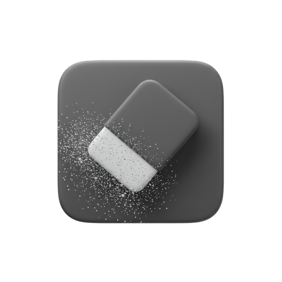 Eraser on a Gray Square. Minimalist Digital Art of Cleaning and Removing png