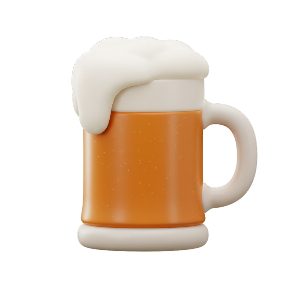 Refreshing 3D Render of a Frothy Beer Mug. A Perfect Pint of Golden Ale png
