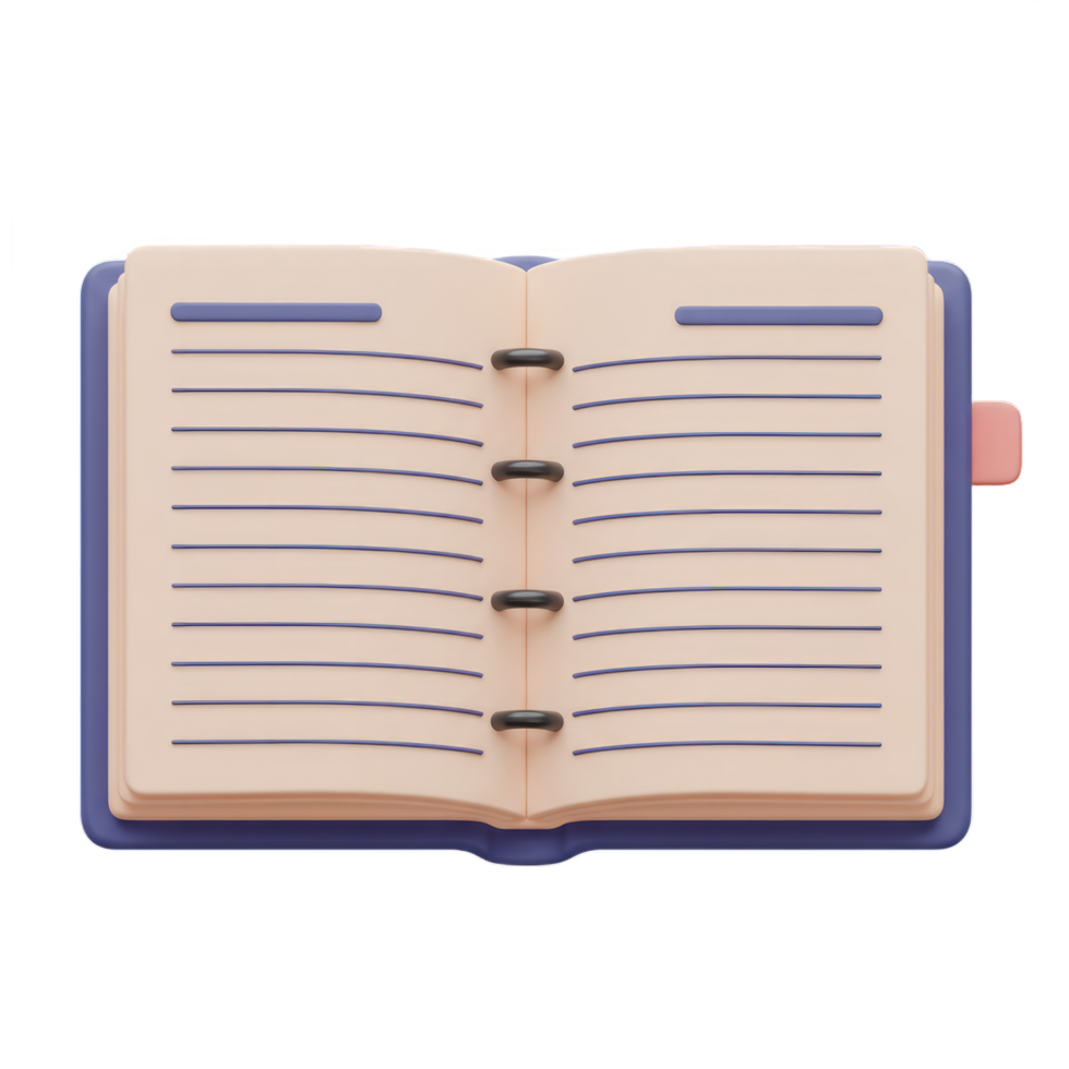 Blank Open Notebook 3D Render. A Pastel-Colored Spiral-Bound Journal Ready for Notes and Ideas png