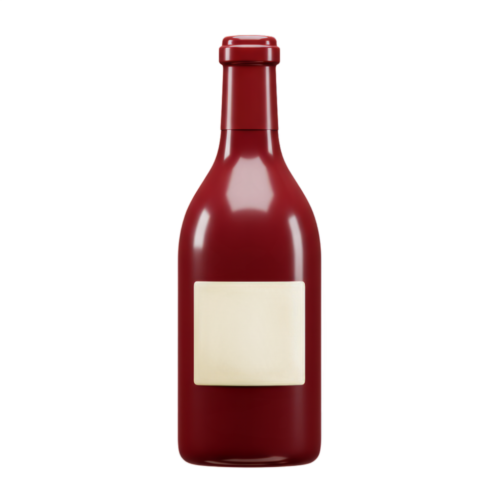 A Red Wine Bottle with Blank Label. Perfect for Mockups and Branding Designs png