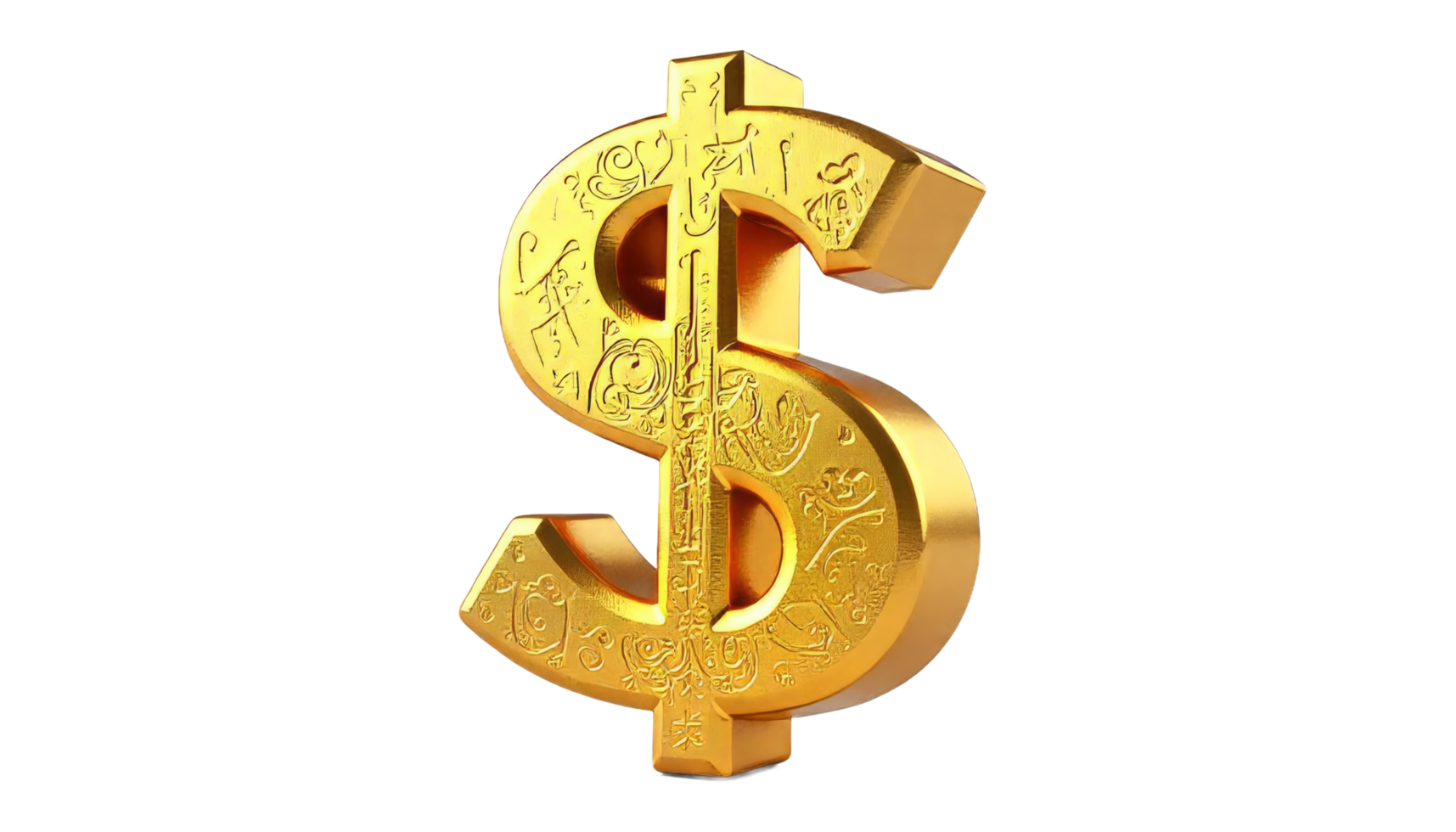 Ornate Golden Dollar Sign. A 3D Rendering of Wealth and Prosperity png