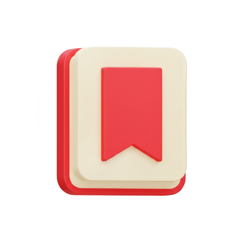 3D Render of a Bookmark Icon. Modern App Interface Design Element png