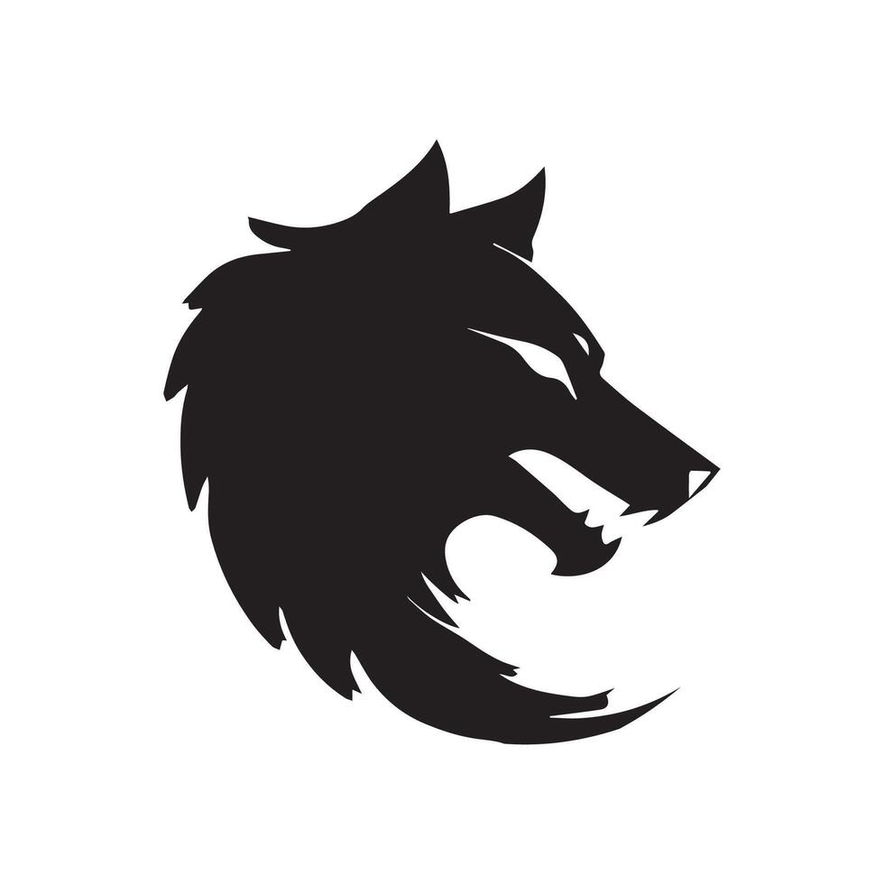 An illustration of wolf esports logo with fire and flames vector