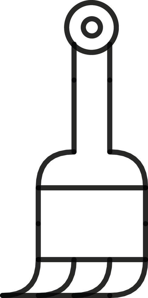 Minimalist Black-and-White Brush Icon with Sleek Curved Design and Details vector