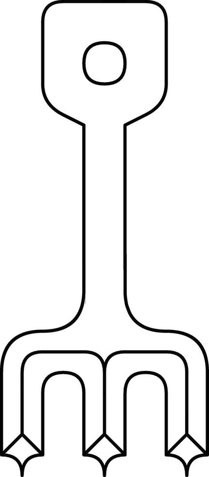 Black and White Line Drawing of Abstract Geometric Fork Design vector