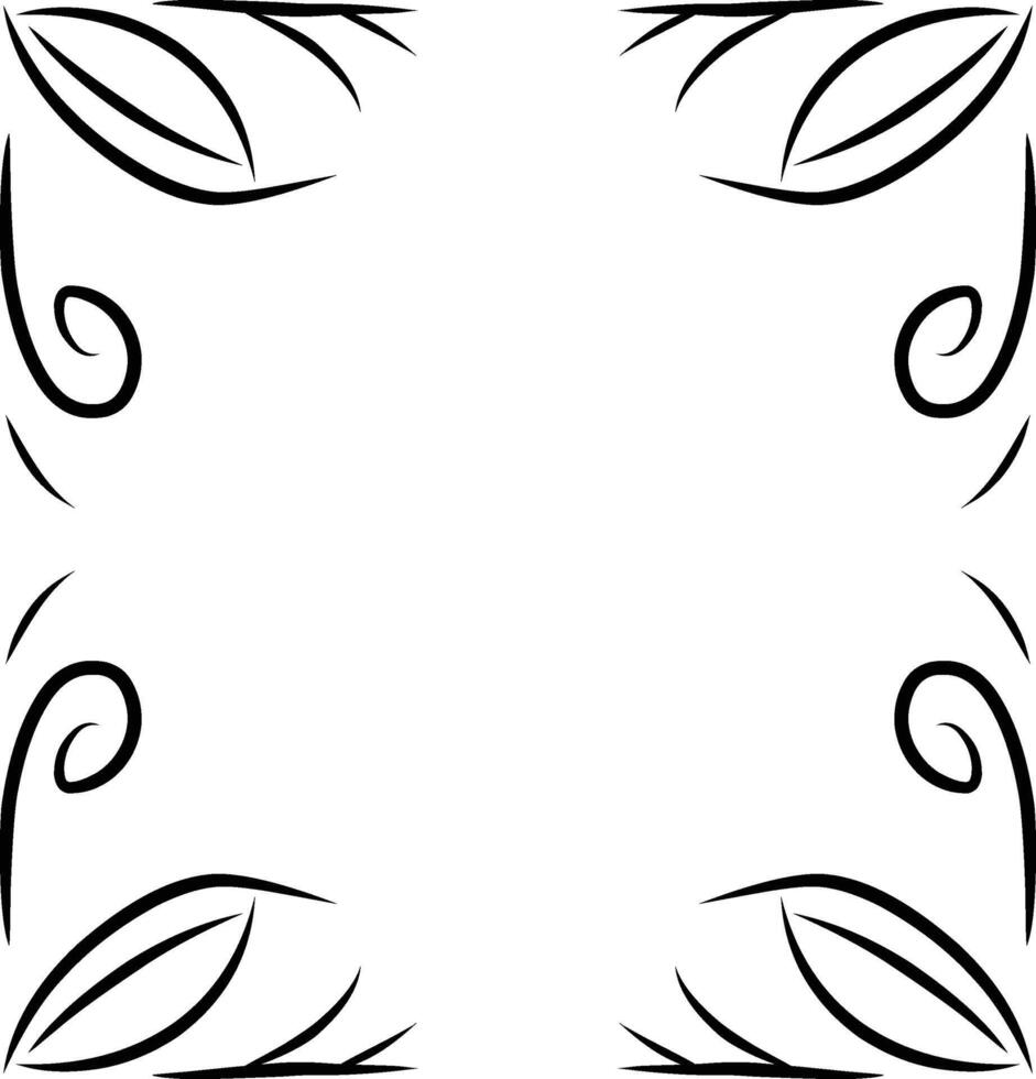 Abstract Decorative Border with Swirling and Leafy Patterns in Black and White vector