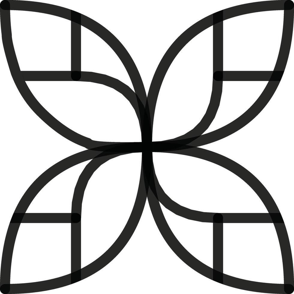 Abstract Geometric Flower Design with Bold Black Strokes and Symmetry vector