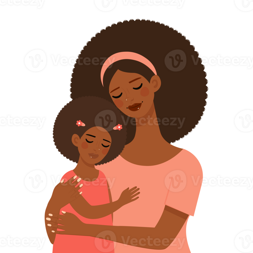 Mother and daughter flat illustration isolated on transparent background png
