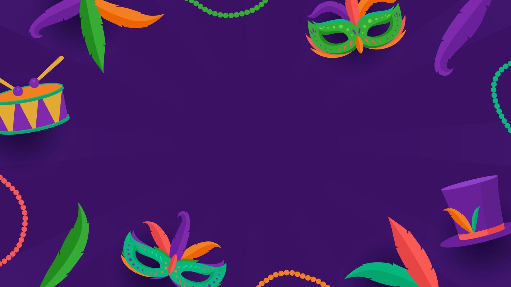 Horizontal Mardi Gras copy space template background. Purple Mardi Gras background vector