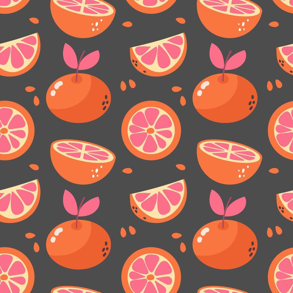 Seamless pattern with bright oranges vector
