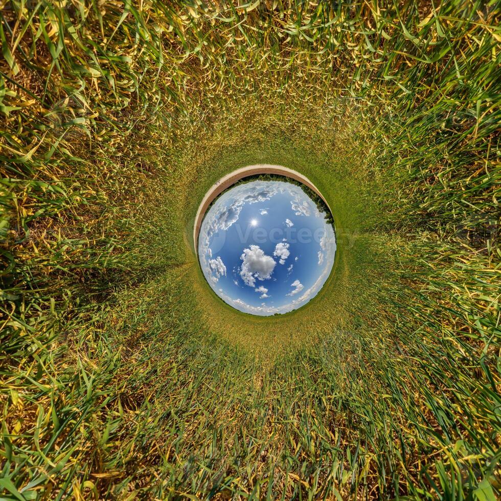 A view of the sky through a hole in the ground photo