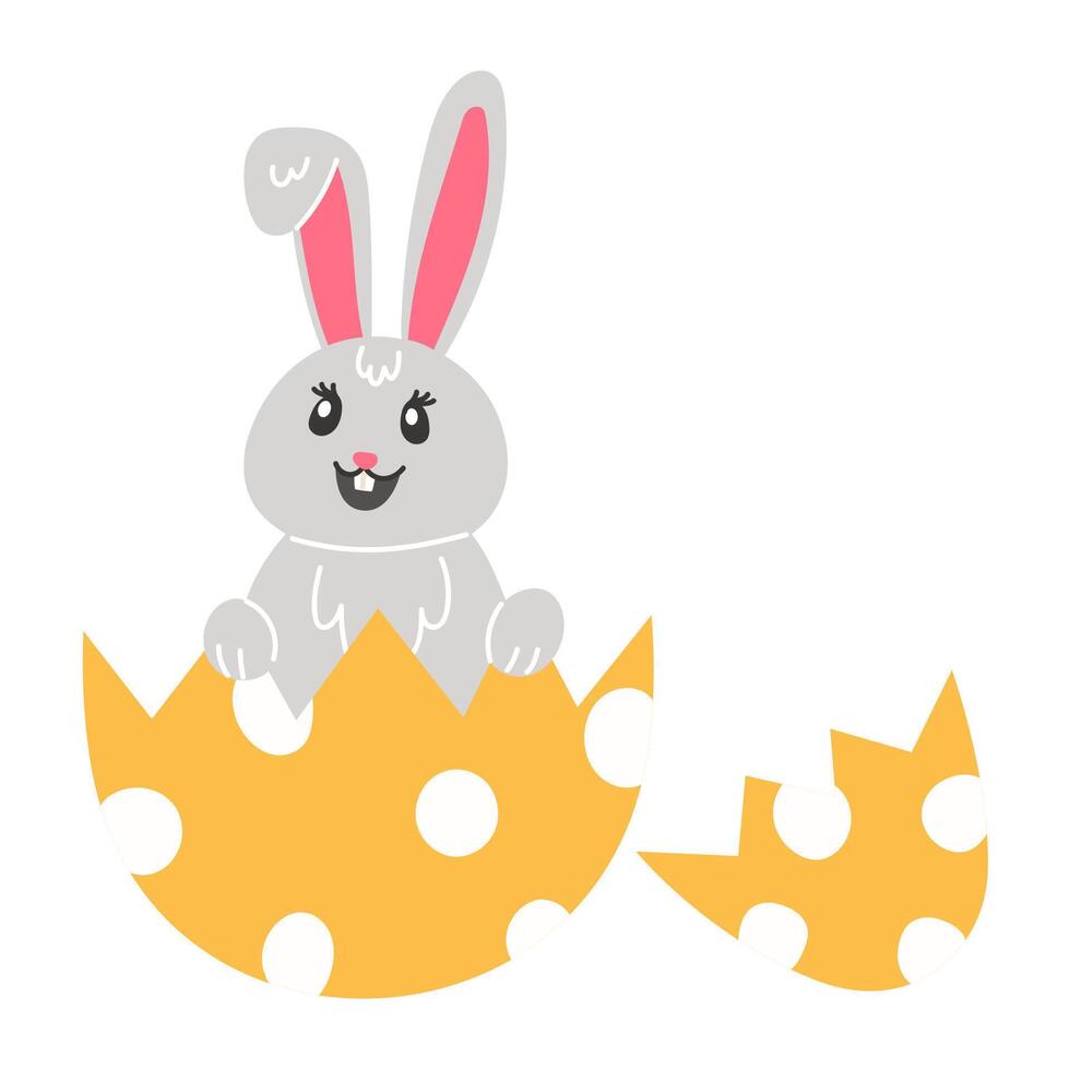 Easter Bunny Hatching from a Painted Egg vector