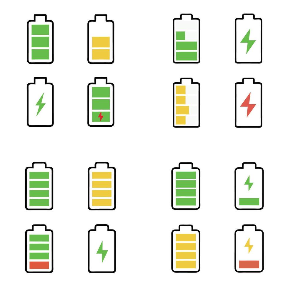 Phone battery charging icon set. vector