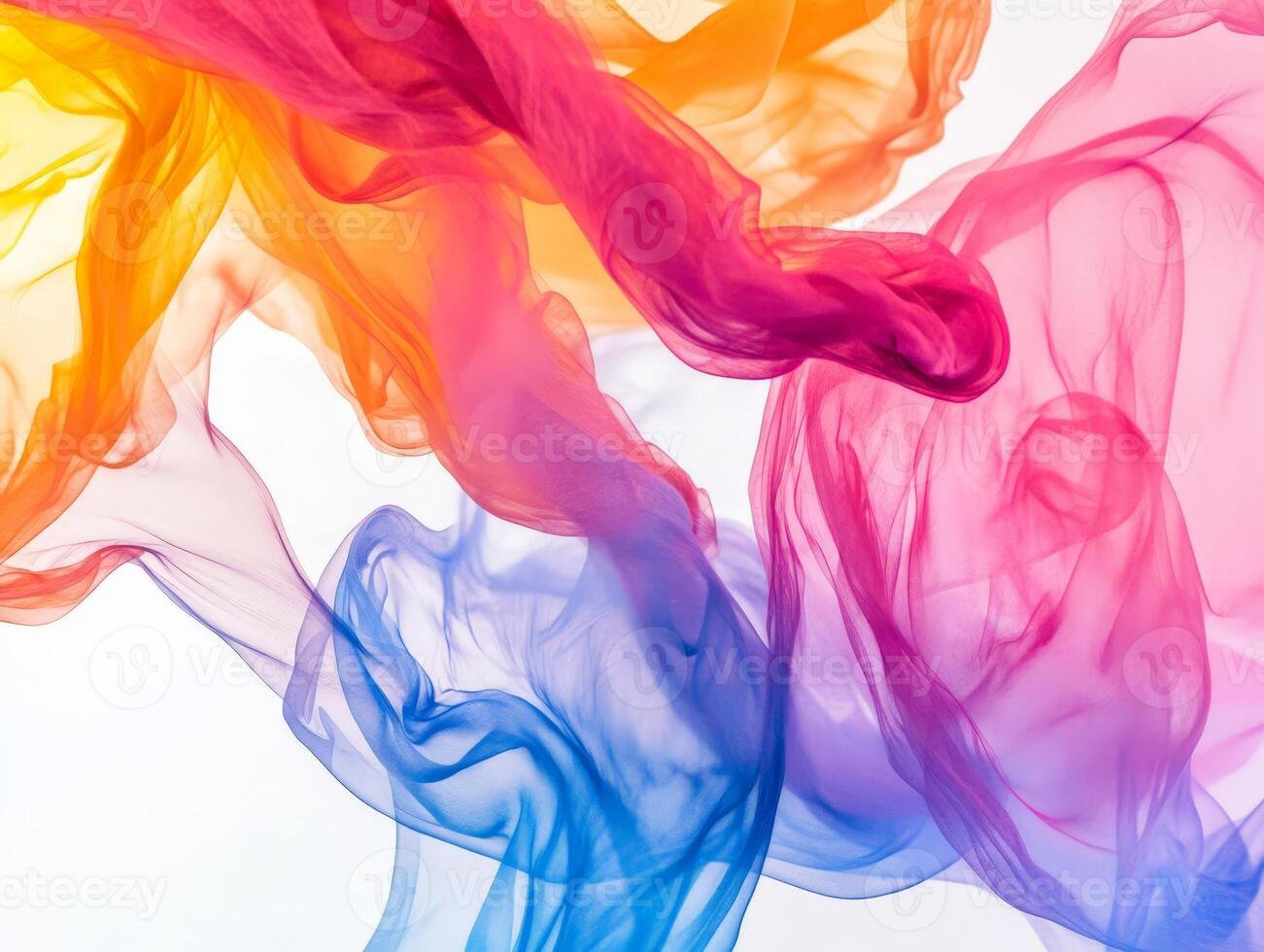 Colorful flowing fabric creating an abstract visual effect. photo
