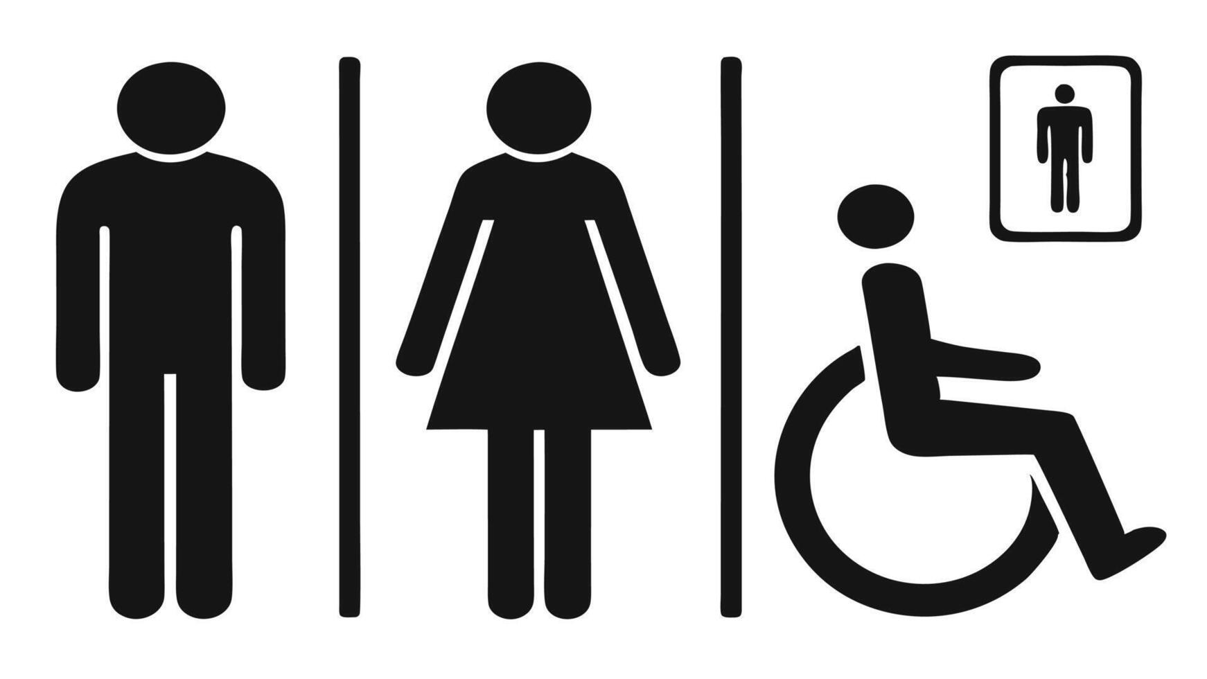 A black and white sign with a man in a wheelchair and a woman in a wheelchair vector