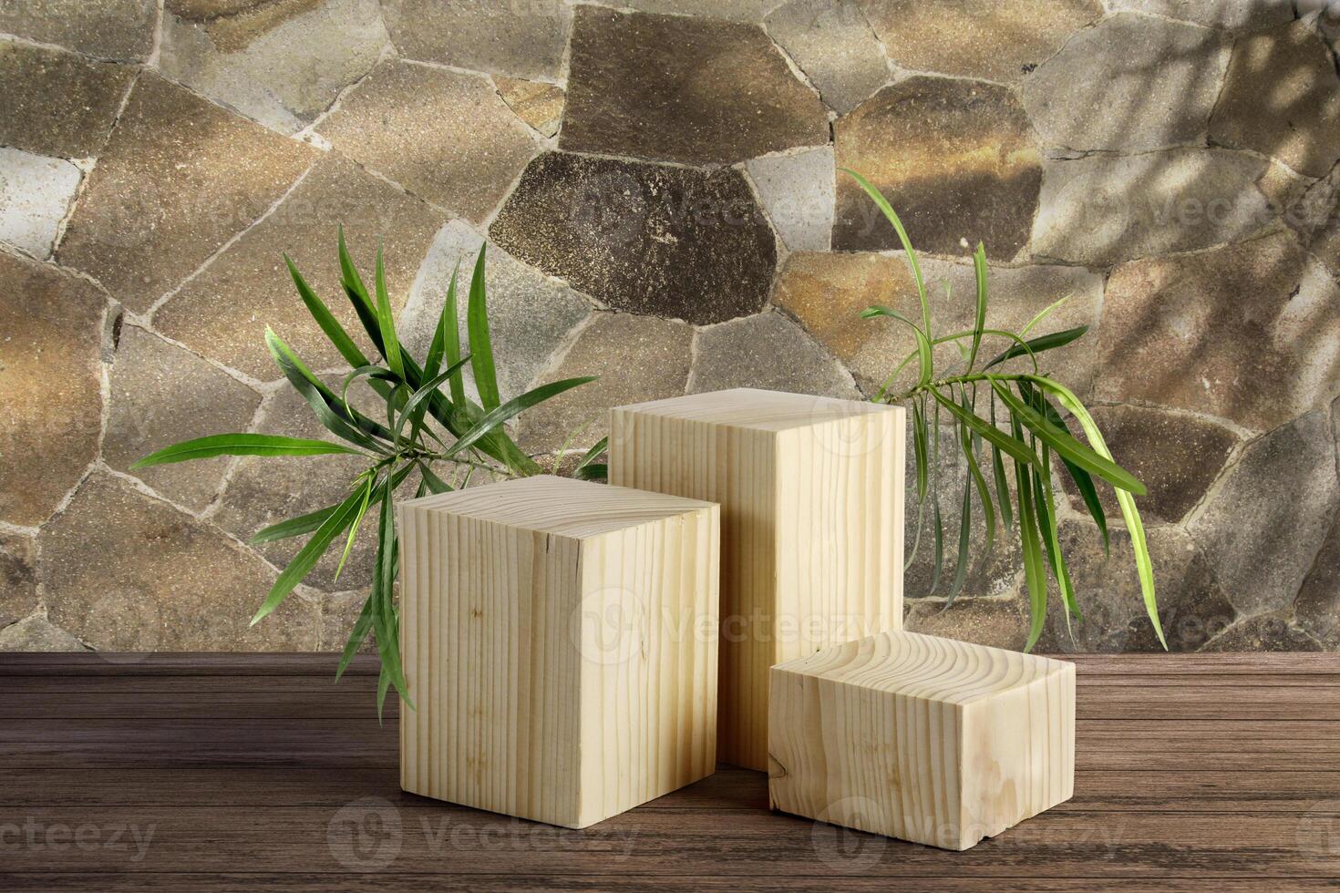 natural wooden podium photo