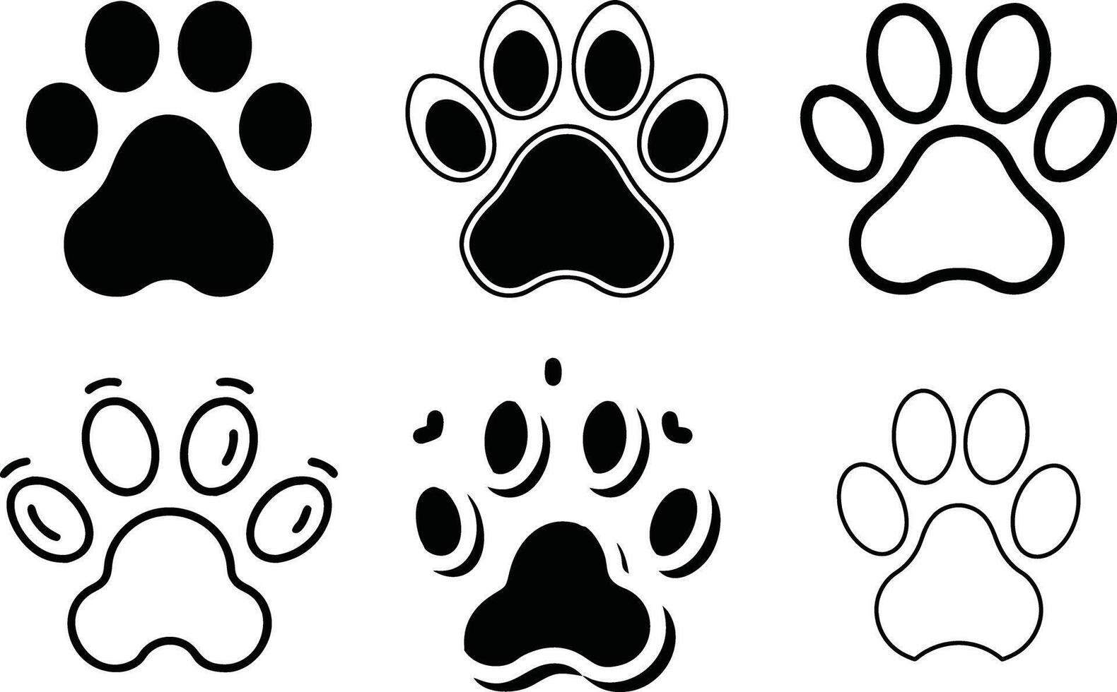 Various Stylized Animal Paw Prints Designs vector