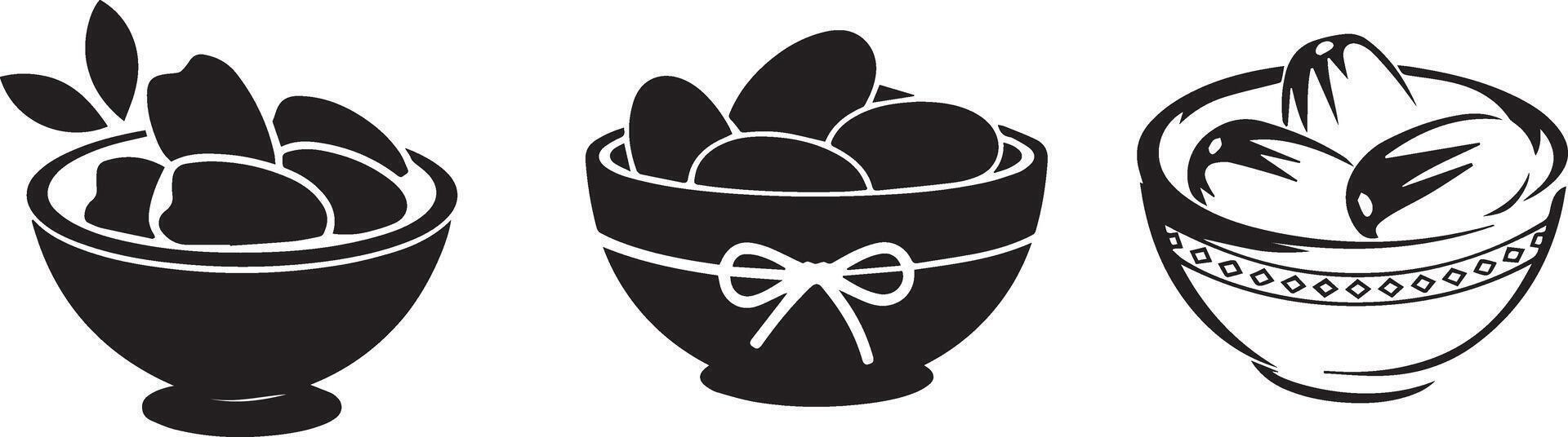 Dates in Bowl Ramadan Food Illustration vector