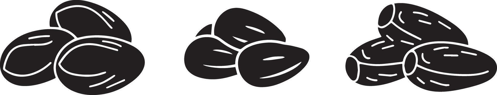 Black and White Dates Fruit Illustration vector