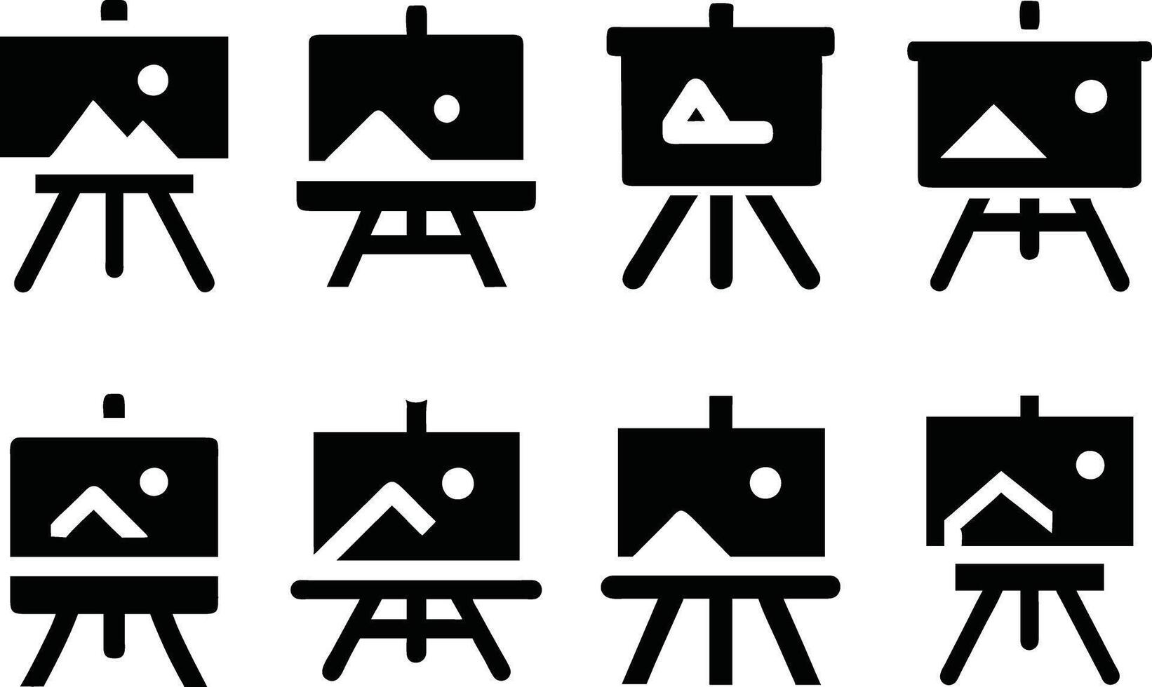 Collection of Black Picture Frames and Easels vector