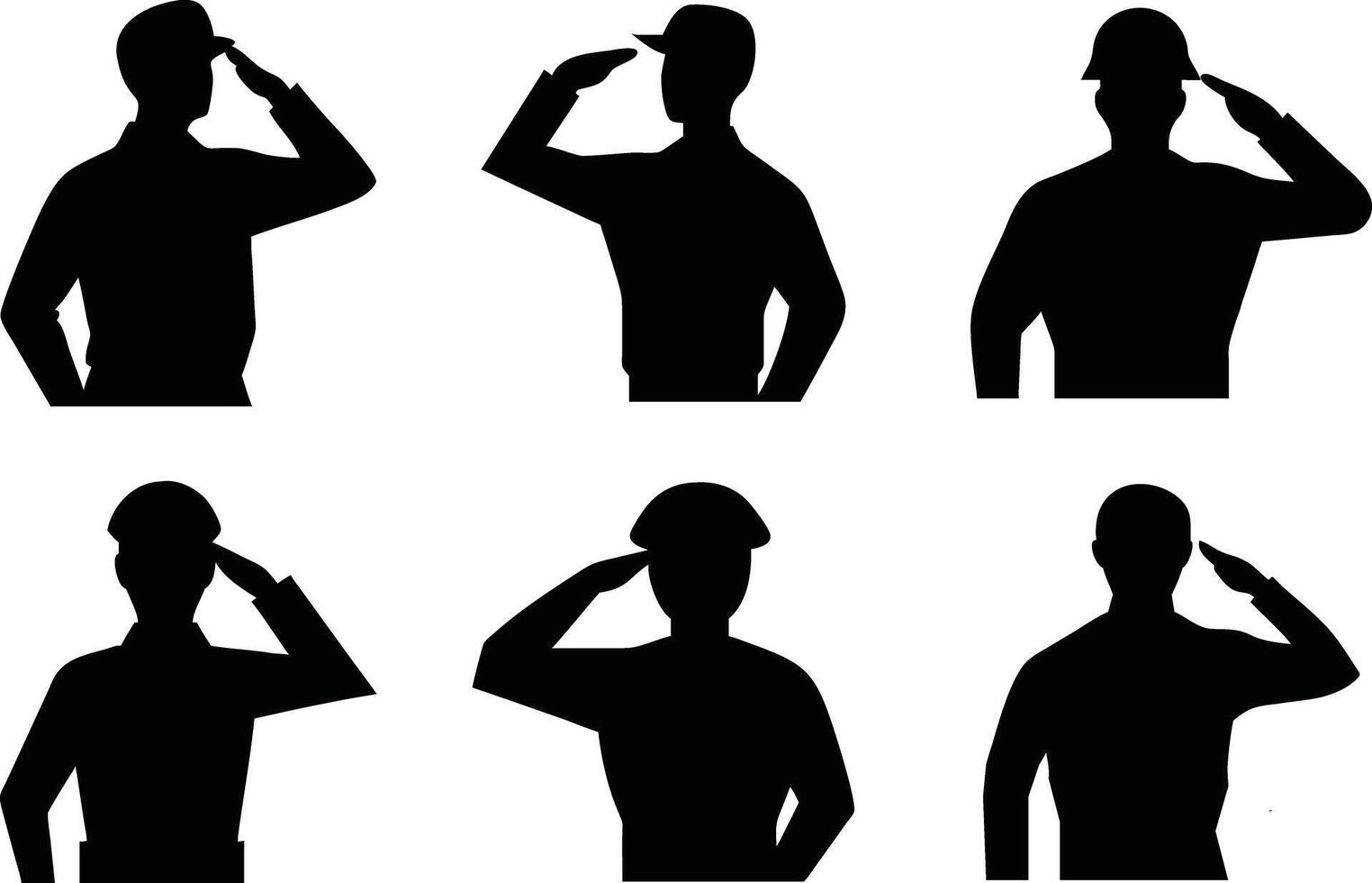 Silhouettes of Saluting Figures in Uniform vector