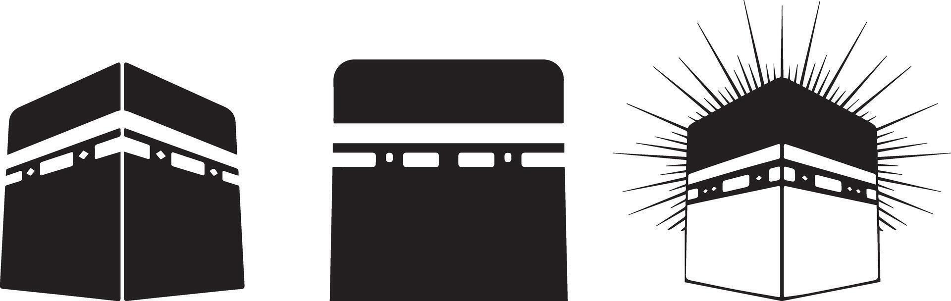 Black and White Kaaba Illustrations vector