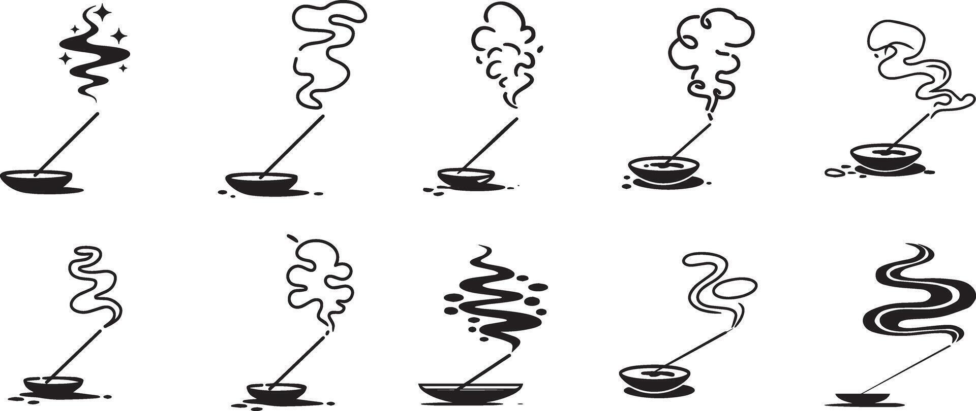 Various incense stick Smoke Illustrations in Format vector