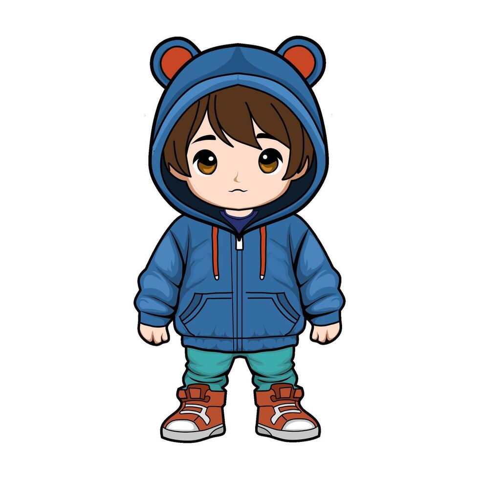stylized little boy character illustration vector