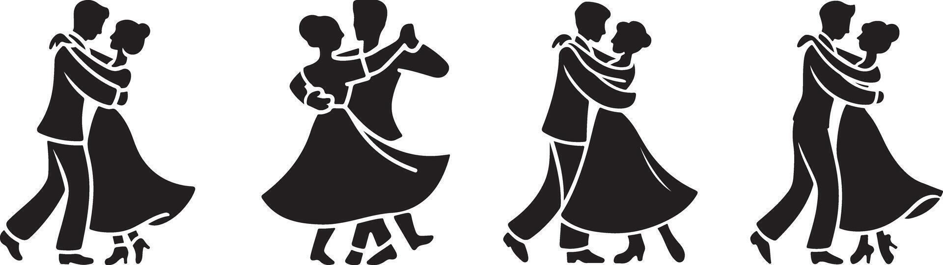 Elegant Dance Couples in Vintage Style vector