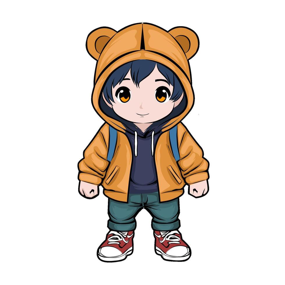 stylized little boy character illustration, good to use for stickers etc vector