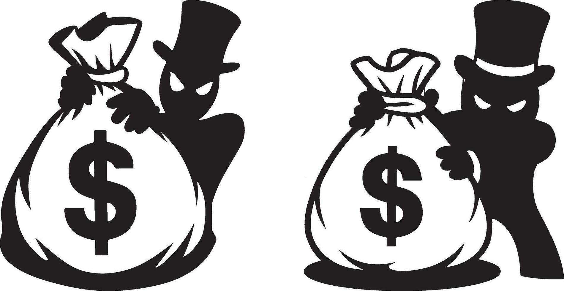 Thief Holding Money Bag Crime Illustration vector