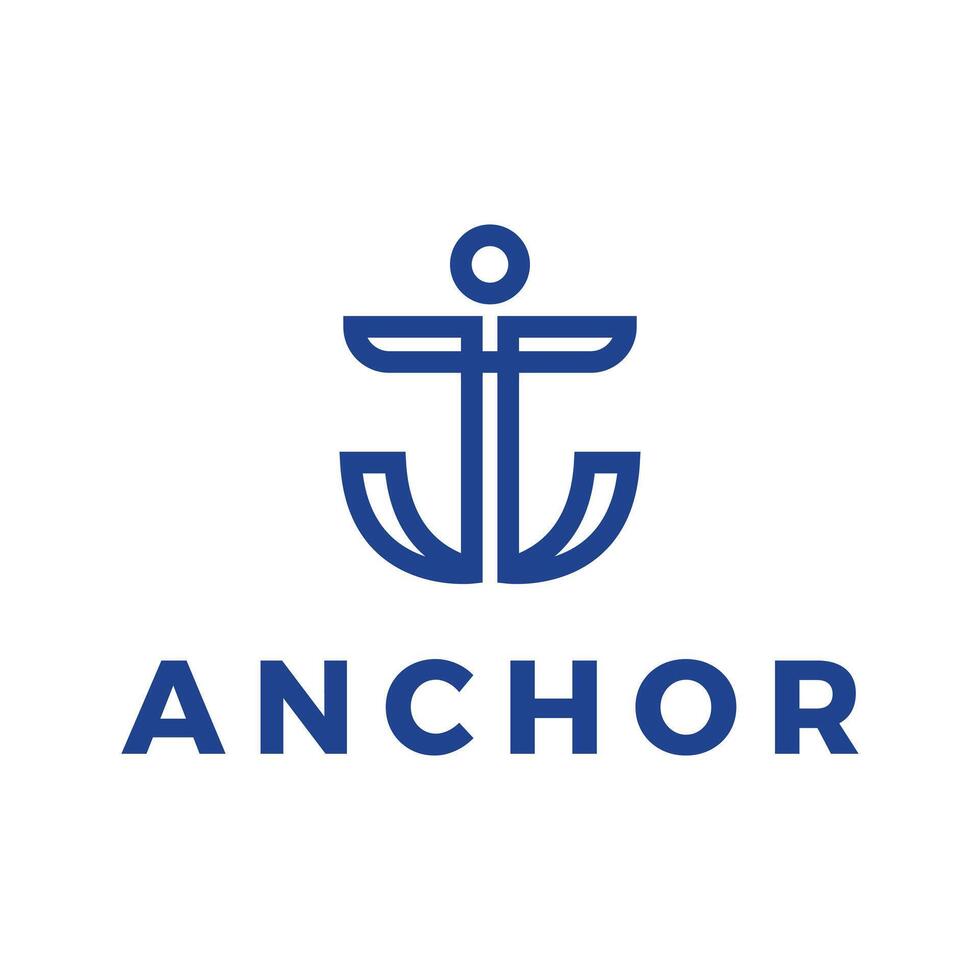 abstract anchor ocean flat minimalist logo design vector