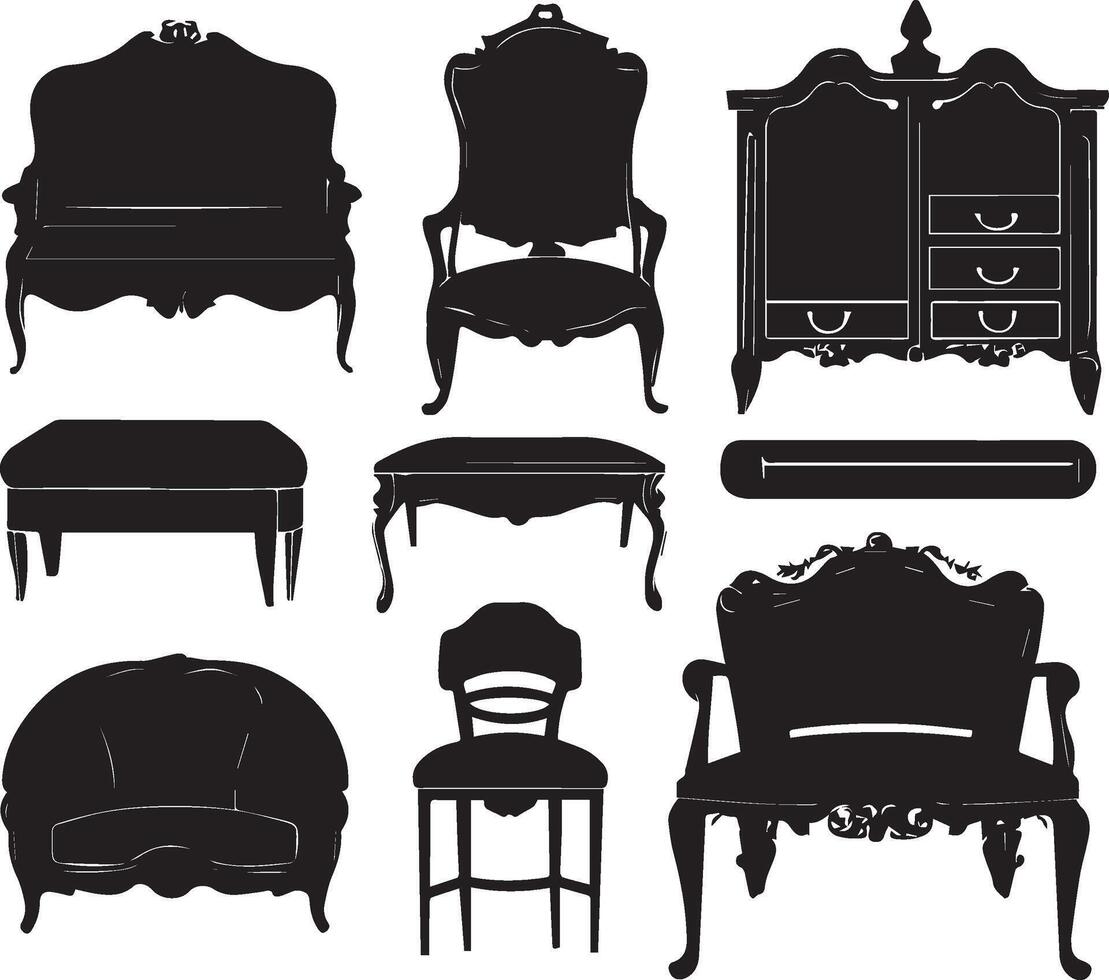 Furniture set silhouette vector