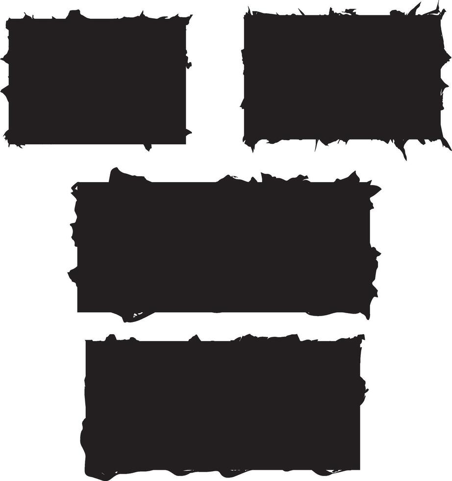 Rectangular Jagged badge silhouette design ripped paper vector