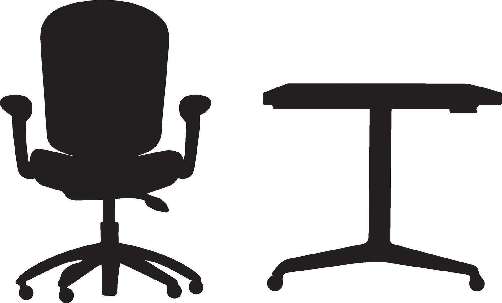 single chair and table black silhouette vector